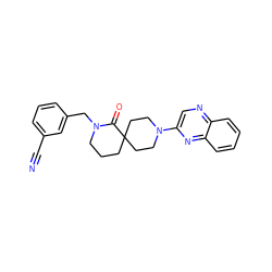 N#Cc1cccc(CN2CCCC3(CCN(c4cnc5ccccc5n4)CC3)C2=O)c1 ZINC000096173130