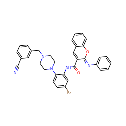 N#Cc1cccc(CN2CCN(c3ccc(Br)cc3NC(=O)c3cc4ccccc4o/c3=N\c3ccccc3)CC2)c1 ZINC000095602114