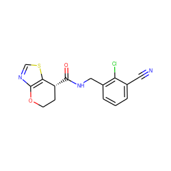 N#Cc1cccc(CNC(=O)[C@@H]2CCOc3ncsc32)c1Cl ZINC000220855710