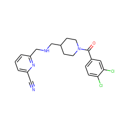 N#Cc1cccc(CNCC2CCN(C(=O)c3ccc(Cl)c(Cl)c3)CC2)n1 ZINC000013782349