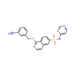 N#Cc1cccc(COc2nccc3cc(S(=O)(=O)Nc4ccncn4)ccc23)c1 ZINC000225043864