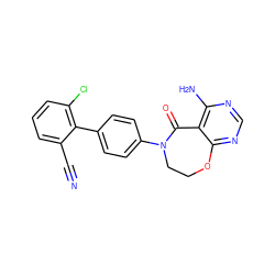 N#Cc1cccc(Cl)c1-c1ccc(N2CCOc3ncnc(N)c3C2=O)cc1 ZINC000169324848