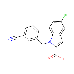 N#Cc1cccc(Cn2c(C(=O)O)cc3cc(Cl)ccc32)c1 ZINC000013588860