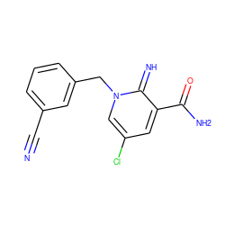 N#Cc1cccc(Cn2cc(Cl)cc(C(N)=O)c2=N)c1 ZINC000141885343