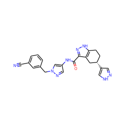 N#Cc1cccc(Cn2cc(NC(=O)c3n[nH]c4c3C[C@@H](c3cn[nH]c3)CC4)cn2)c1 ZINC000169329934