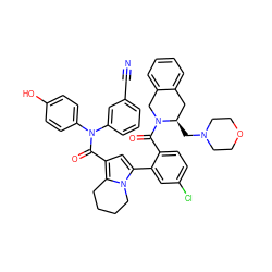 N#Cc1cccc(N(C(=O)c2cc(-c3cc(Cl)ccc3C(=O)N3Cc4ccccc4C[C@H]3CN3CCOCC3)n3c2CCCC3)c2ccc(O)cc2)c1 ZINC001772571180