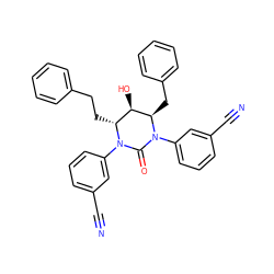 N#Cc1cccc(N2C(=O)N(c3cccc(C#N)c3)[C@H](Cc3ccccc3)[C@H](O)[C@H]2CCc2ccccc2)c1 ZINC000028120550