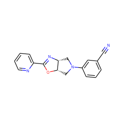 N#Cc1cccc(N2C[C@@H]3OC(c4ccccn4)=N[C@@H]3C2)c1 ZINC000064539484