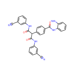 N#Cc1cccc(NC(=O)C(C(=O)Nc2cccc(C#N)c2)c2ccc(C(=O)Nc3ccccc3N)cc2)c1 ZINC000028951631