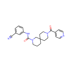 N#Cc1cccc(NC(=O)N2CCCC3(CCN(C(=O)c4ccncc4)CC3)C2)c1 ZINC000004237998