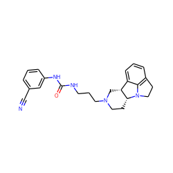 N#Cc1cccc(NC(=O)NCCCN2CC[C@@H]3[C@H](C2)c2cccc4c2N3CC4)c1 ZINC000013443439