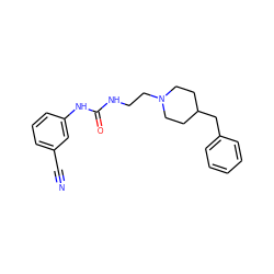 N#Cc1cccc(NC(=O)NCCN2CCC(Cc3ccccc3)CC2)c1 ZINC000013443455