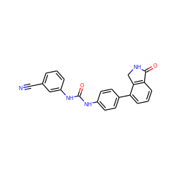 N#Cc1cccc(NC(=O)Nc2ccc(-c3cccc4c3CNC4=O)cc2)c1 ZINC000014945209