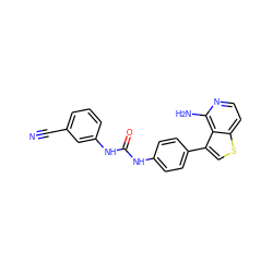 N#Cc1cccc(NC(=O)Nc2ccc(-c3csc4ccnc(N)c34)cc2)c1 ZINC000028703844