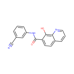 N#Cc1cccc(NC(=O)c2ccc3cccnc3c2O)c1 ZINC000096196581