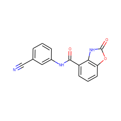 N#Cc1cccc(NC(=O)c2cccc3oc(=O)[nH]c23)c1 ZINC000028881039