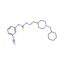 N#Cc1cccc(NC(=S)NCCC2CCN(CC3CCCCC3)CC2)c1 ZINC000013734797