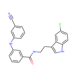 N#Cc1cccc(Nc2cccc(C(=O)NCCc3c[nH]c4ccc(Cl)cc34)c2)c1 ZINC000216054214