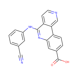 N#Cc1cccc(Nc2nc3cc(C(=O)O)ccc3c3cnccc23)c1 ZINC000066100081