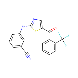 N#Cc1cccc(Nc2ncc(C(=O)c3ccccc3C(F)(F)F)s2)c1 ZINC000028340922