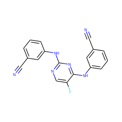 N#Cc1cccc(Nc2ncc(F)c(Nc3cccc(C#N)c3)n2)c1 ZINC000114326578