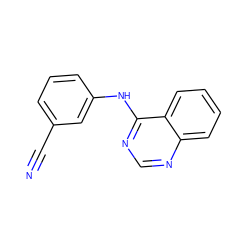 N#Cc1cccc(Nc2ncnc3ccccc23)c1 ZINC000011906944