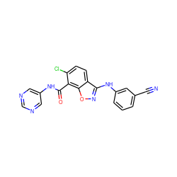 N#Cc1cccc(Nc2noc3c(C(=O)Nc4cncnc4)c(Cl)ccc23)c1 ZINC000040940364