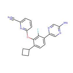 N#Cc1cccc(Oc2c(C3CCC3)ccc(-c3cnc(N)cn3)c2F)n1 ZINC000224562102