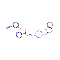 N#Cc1cccc(Oc2ncccc2C(=O)NCCN2CCCN(C[C@H]3COc4ccccc4O3)CC2)c1 ZINC000040918053