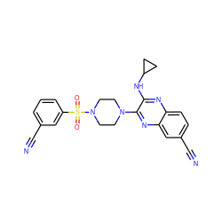 N#Cc1cccc(S(=O)(=O)N2CCN(c3nc4cc(C#N)ccc4nc3NC3CC3)CC2)c1 ZINC000144660957