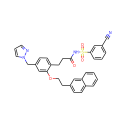 N#Cc1cccc(S(=O)(=O)NC(=O)CCc2ccc(Cn3cccn3)cc2OCCc2ccc3ccccc3c2)c1 ZINC000049780645