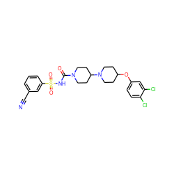 N#Cc1cccc(S(=O)(=O)NC(=O)N2CCC(N3CCC(Oc4ccc(Cl)c(Cl)c4)CC3)CC2)c1 ZINC000042881916