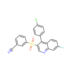 N#Cc1cccc(S(=O)(=O)c2cnc3cc(F)ccc3c2-c2ccc(Cl)cc2)c1 ZINC000115923616