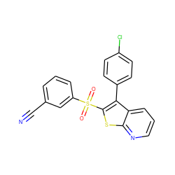 N#Cc1cccc(S(=O)(=O)c2sc3ncccc3c2-c2ccc(Cl)cc2)c1 ZINC000138688386