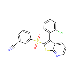 N#Cc1cccc(S(=O)(=O)c2sc3ncccc3c2-c2ccccc2Cl)c1 ZINC000138788332