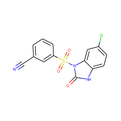 N#Cc1cccc(S(=O)(=O)n2c(=O)[nH]c3ccc(Cl)cc32)c1 ZINC000043073362