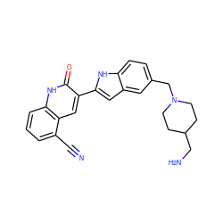 N#Cc1cccc2[nH]c(=O)c(-c3cc4cc(CN5CCC(CN)CC5)ccc4[nH]3)cc12 ZINC000034804226