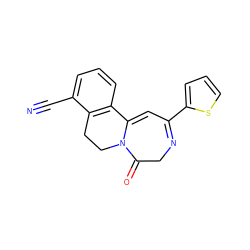 N#Cc1cccc2c1CCN1C(=O)CN=C(c3cccs3)C=C21 ZINC000149109533