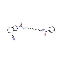 N#Cc1cccc2c1CN(C(=O)NCCCCCCNC(=O)c1cccnc1)C2 ZINC000167528833