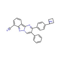 N#Cc1cccc2c1nn1cc(-c3ccccc3)c(-c3ccc(C4(N)CCC4)cc3)nc21 ZINC000143449428