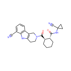 N#Cc1cccc2c3c([nH]c12)CCN(C(=O)[C@@H]1CCCC[C@H]1C(=O)NC1(C#N)CC1)C3 ZINC000095556766