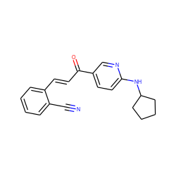 N#Cc1ccccc1/C=C/C(=O)c1ccc(NC2CCCC2)nc1 ZINC000049045363