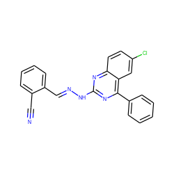 N#Cc1ccccc1/C=N/Nc1nc(-c2ccccc2)c2cc(Cl)ccc2n1 ZINC000004183559