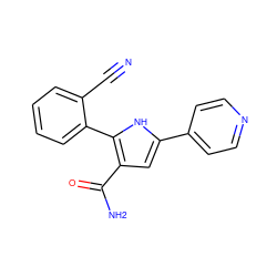 N#Cc1ccccc1-c1[nH]c(-c2ccncc2)cc1C(N)=O ZINC000064527543