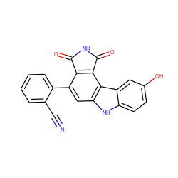 N#Cc1ccccc1-c1cc2[nH]c3ccc(O)cc3c2c2c1C(=O)NC2=O ZINC000034804018