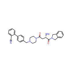 N#Cc1ccccc1-c1ccc(CN2CCN(C(=O)C[C@H](N)C(=O)N3Cc4ccccc4C3)CC2)cc1 ZINC000072107995