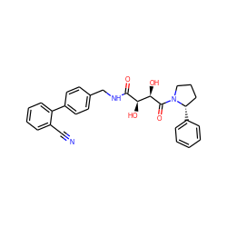 N#Cc1ccccc1-c1ccc(CNC(=O)[C@H](O)[C@@H](O)C(=O)N2CCC[C@@H]2c2ccccc2)cc1 ZINC000071341103