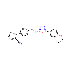 N#Cc1ccccc1-c1ccc(CSc2nnc(-c3ccc4c(c3)OCCO4)o2)cc1 ZINC000084758389