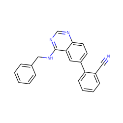 N#Cc1ccccc1-c1ccc2ncnc(NCc3ccccc3)c2c1 ZINC000004239280