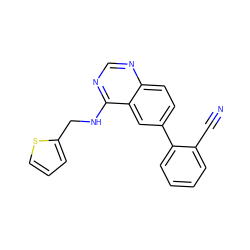 N#Cc1ccccc1-c1ccc2ncnc(NCc3cccs3)c2c1 ZINC000004266101